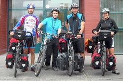 Jan Garaj cyclo guide with clients Benjamin, Vincent, Anaëlle